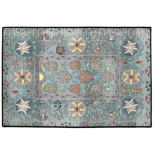 Atashgah Persian Indoor/Outdoor Floor Mat Antique Aqua Blue Gray