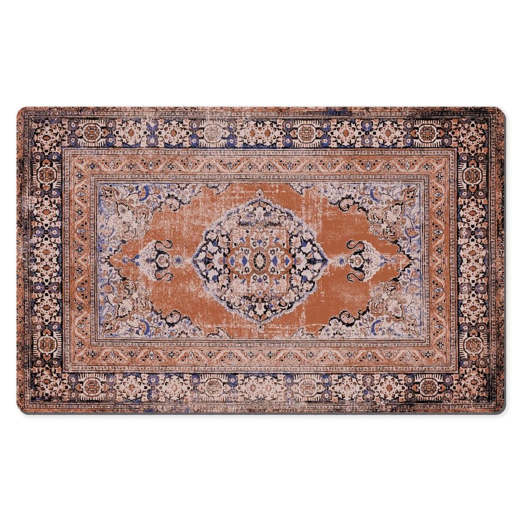 Zana Persian Desk Mat Antique Terracotta Blue