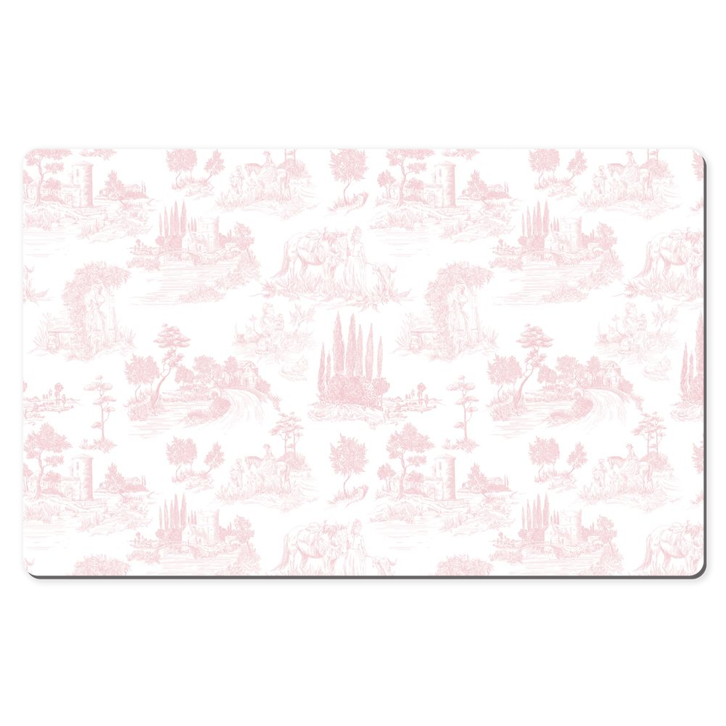 Toile de Jouy Desk Mat Blush Pink