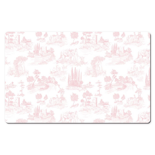 Toile de Jouy Desk Mat Blush Pink