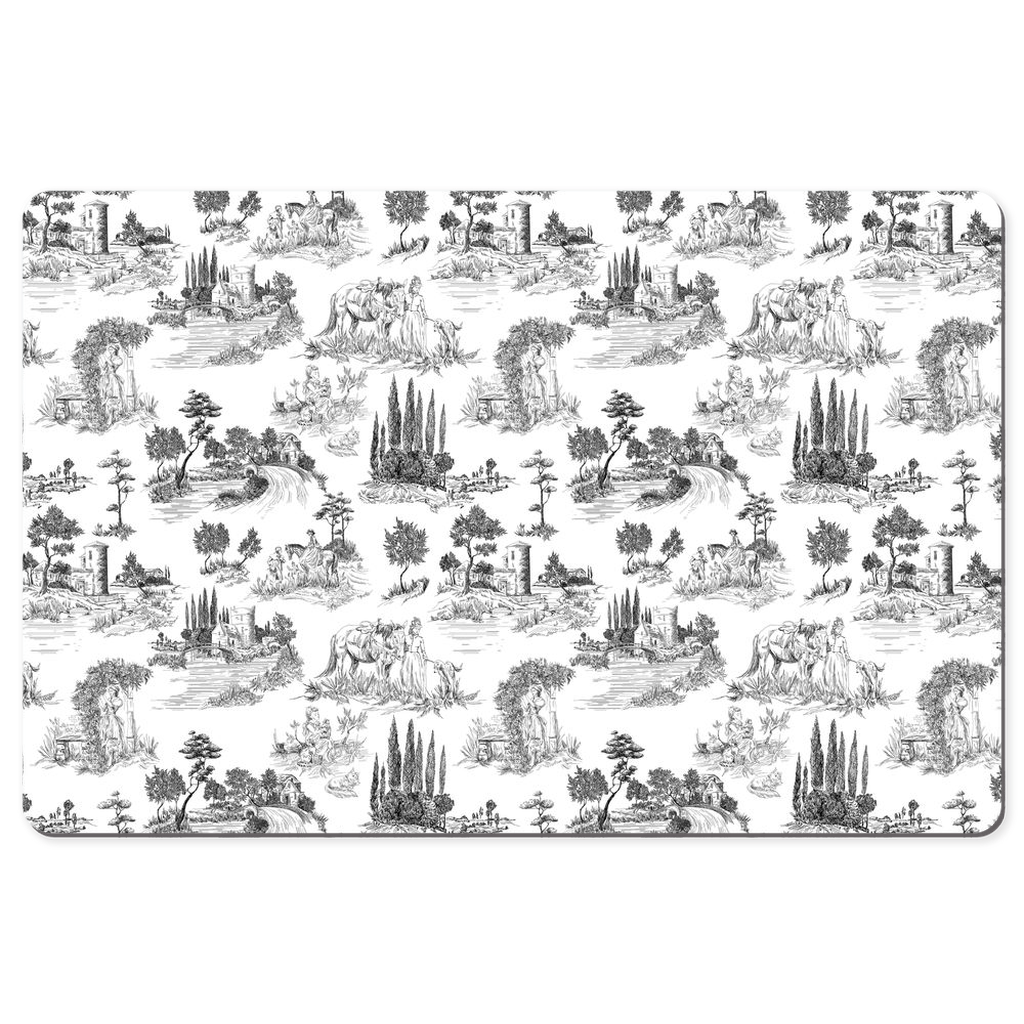 Toile de Jouy Desk Mat Antique Black & White