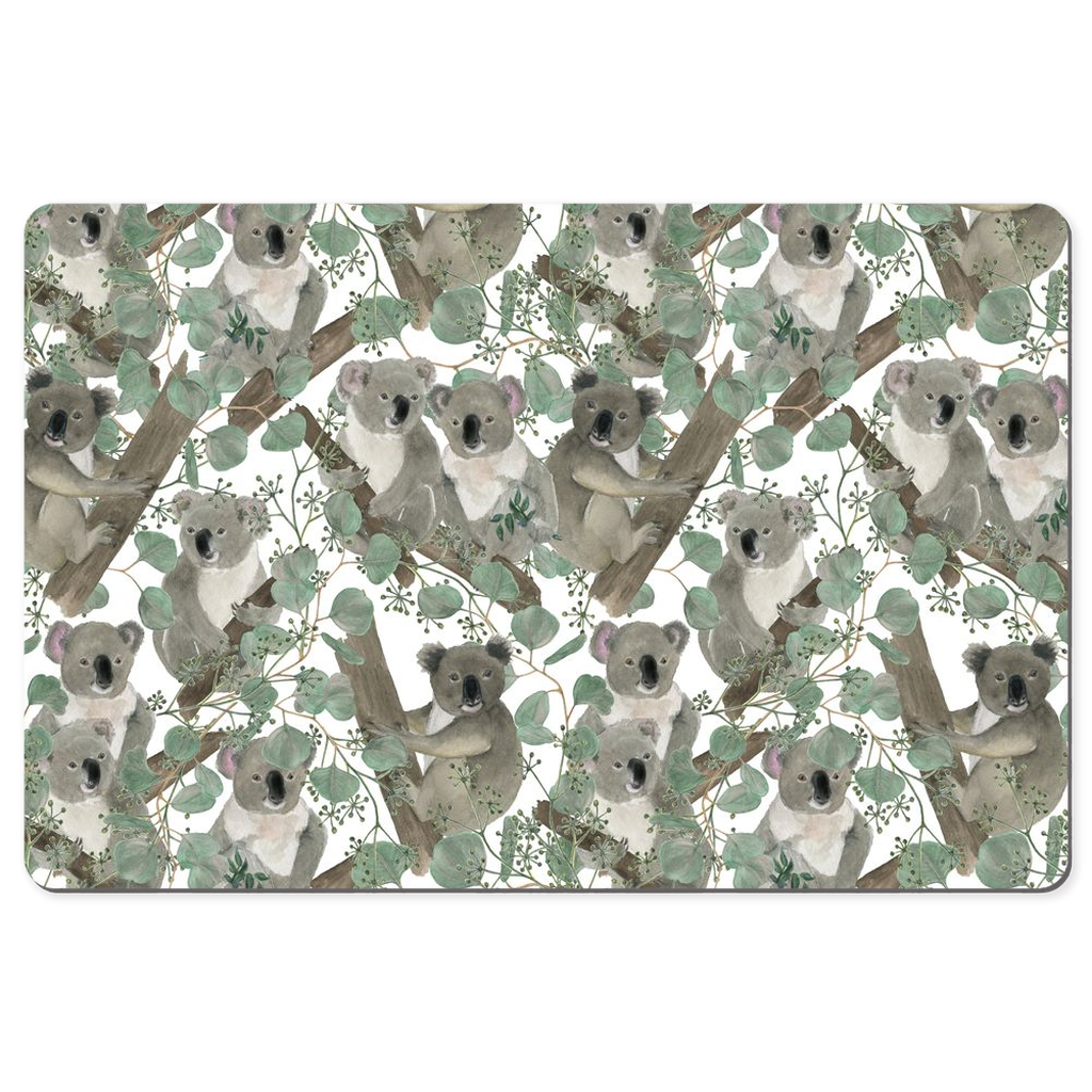 Koalas Floral Desk Mat Cute Watercolor Art