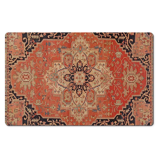 Heriz Serapi Persian Desk Mat Antique Brick Red Black