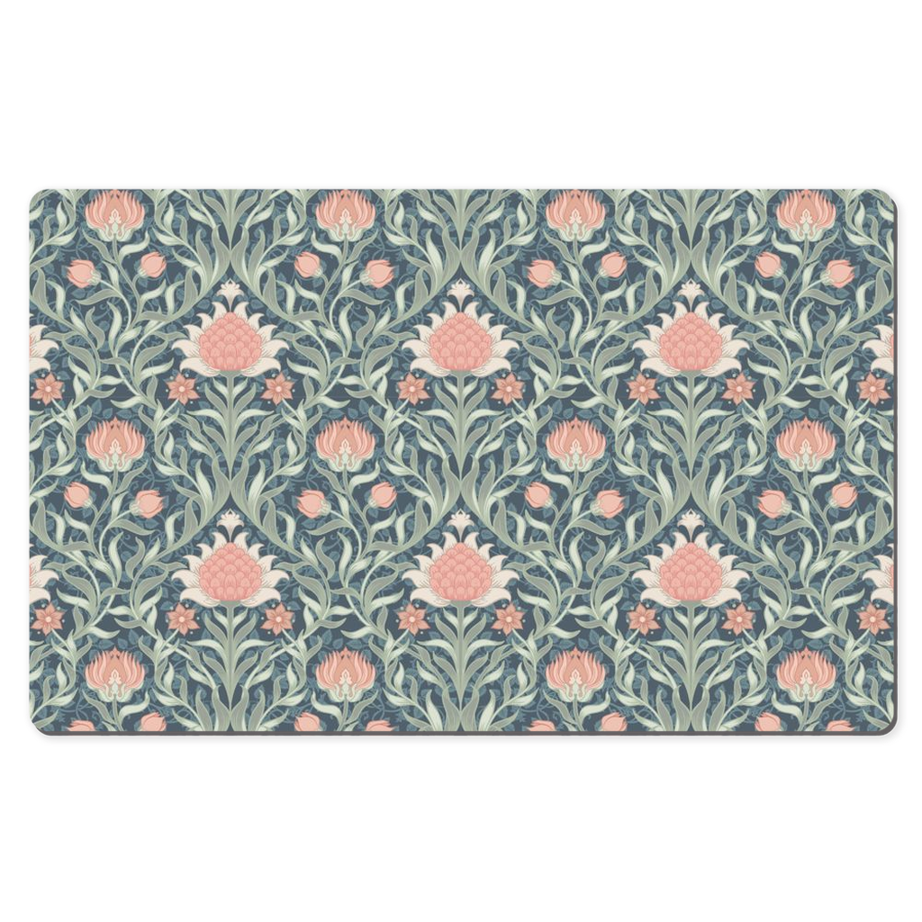 Art Nouveau Desk Mat Pink Green Floral