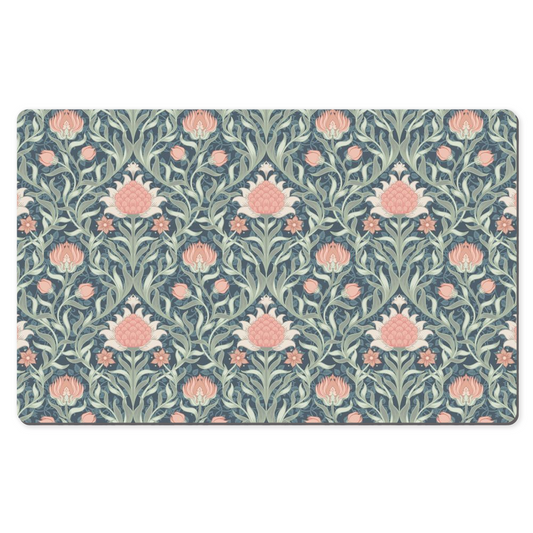 Art Nouveau Desk Mat Pink Green Floral