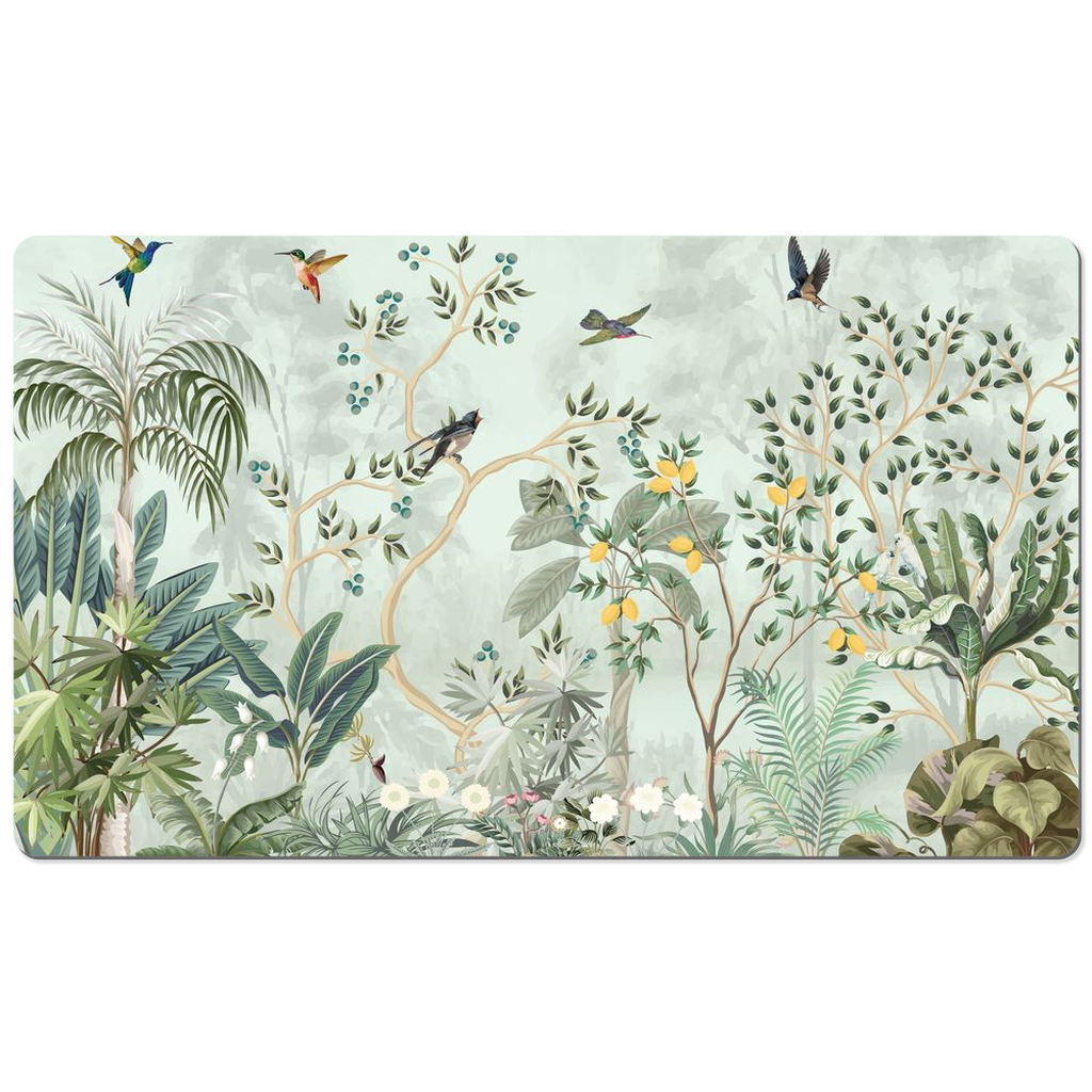 Chinoiserie Desk Mat Magical Bird Garden Mint Green