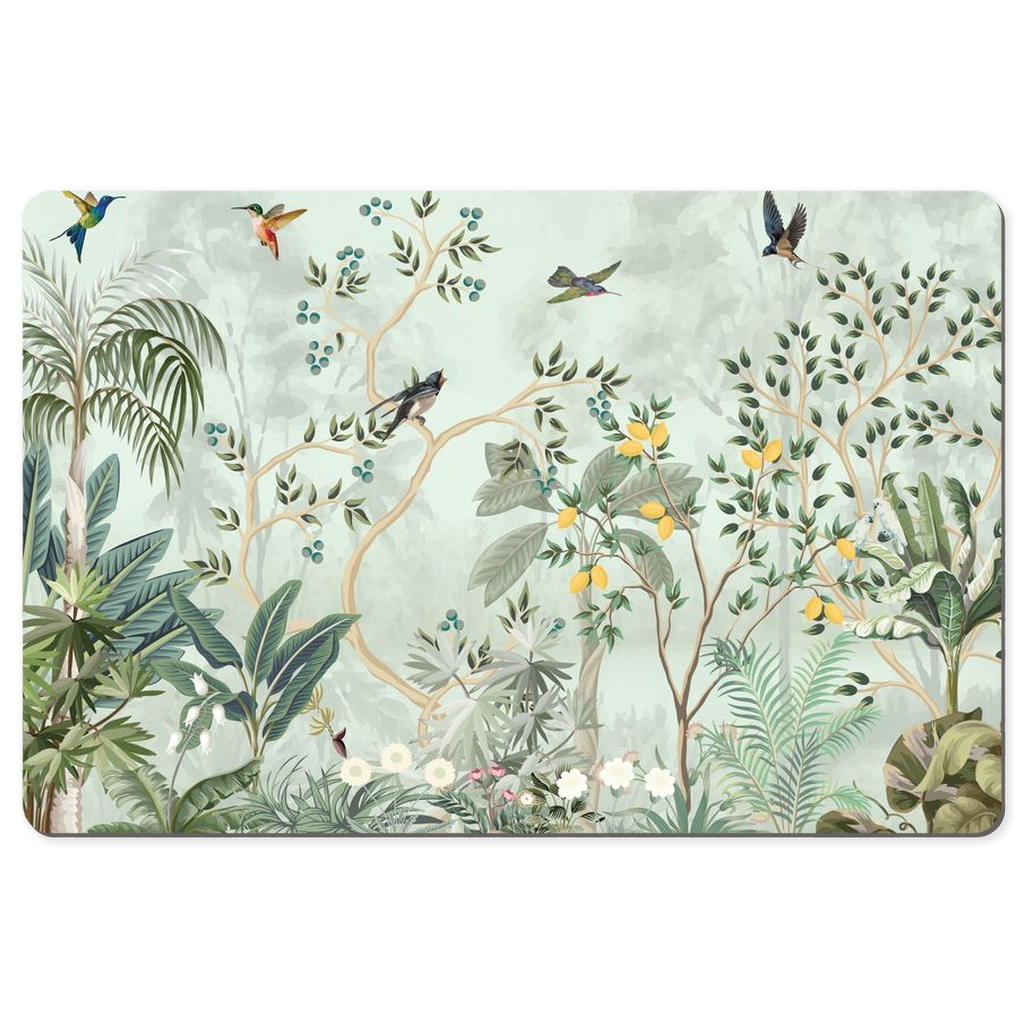 Chinoiserie Desk Mat Magical Bird Garden Mint Green