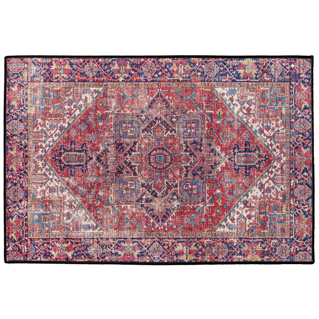 Anahita Persian Indoor/Outdoor Floor Mat Antique Burgundy Blue