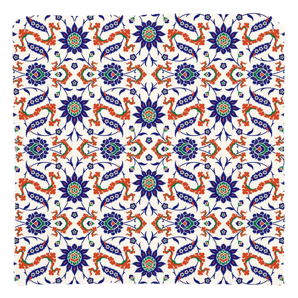 Theodora Ottoman Cotton Pillows Dark Blue & Orange