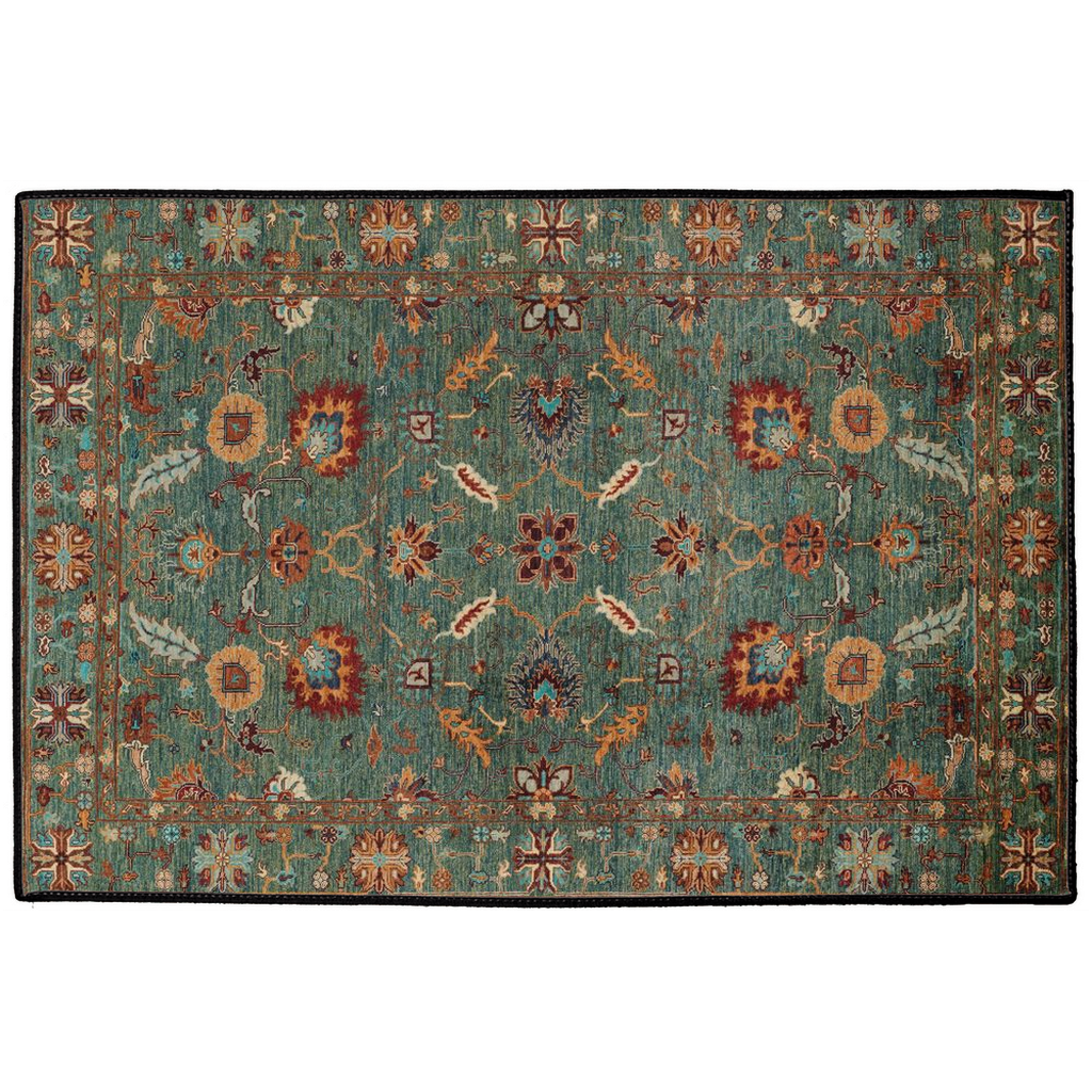 Kashmar Persian Indoor/Outdoor Floor Mat Forest Green Bronze