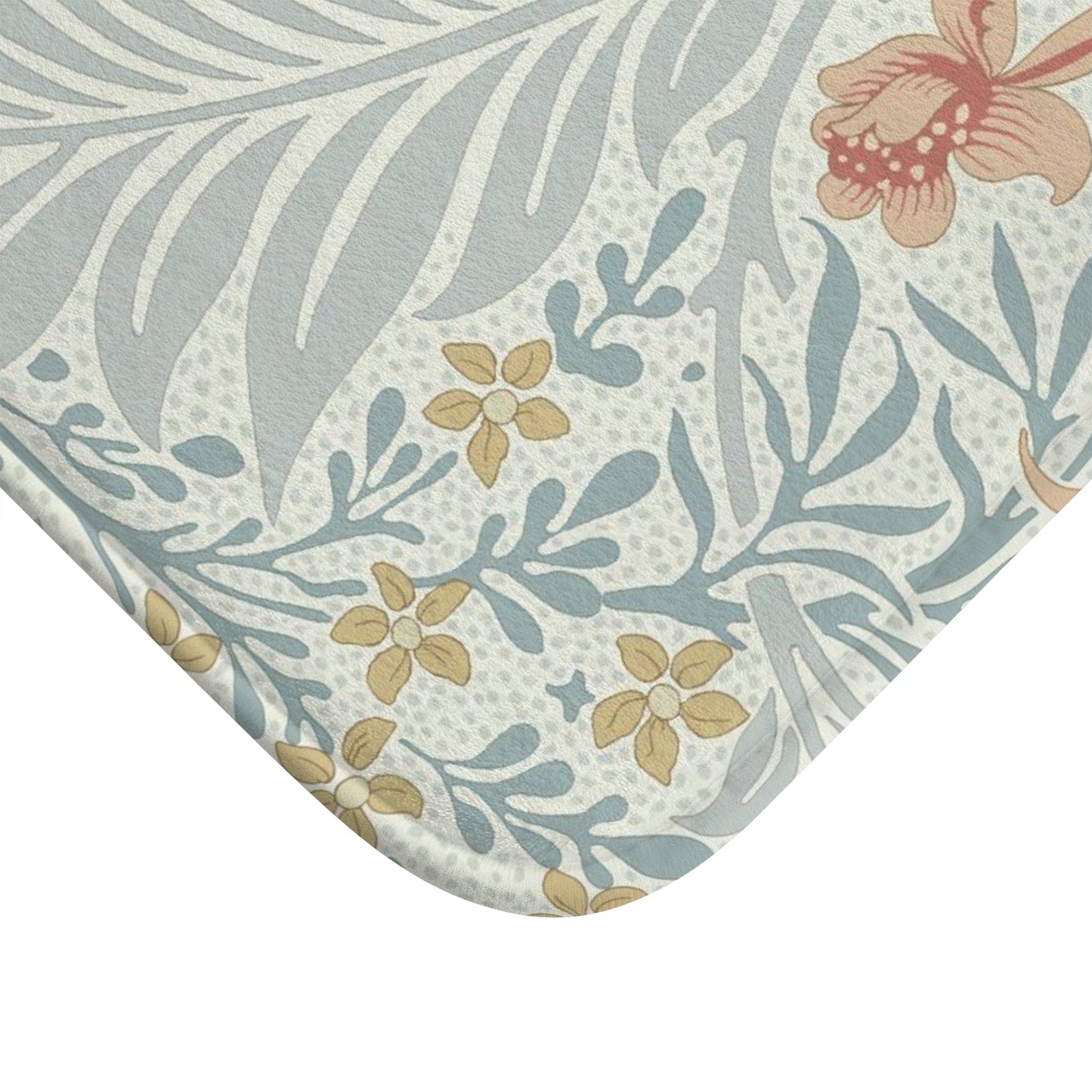 William Morris Bath Mat Larkspur Blue Peach