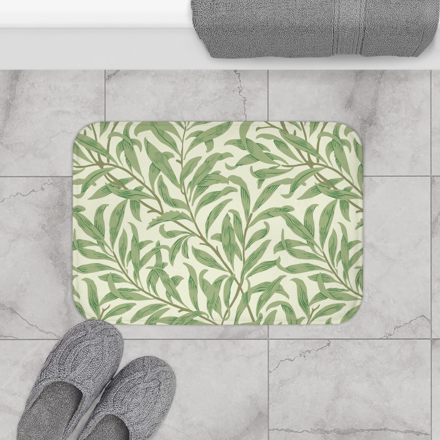 William Morris Bath Mat Willow Bough Summer Green