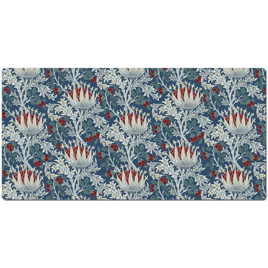 William Morris Desk Mat Thistle Blue Burgundy