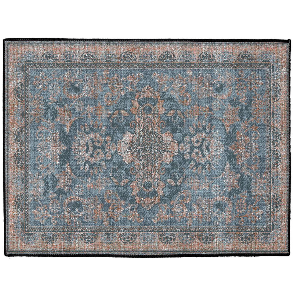 Persepolis Persian Indoor/Outdoor Floor Mat Antique Blue Rust