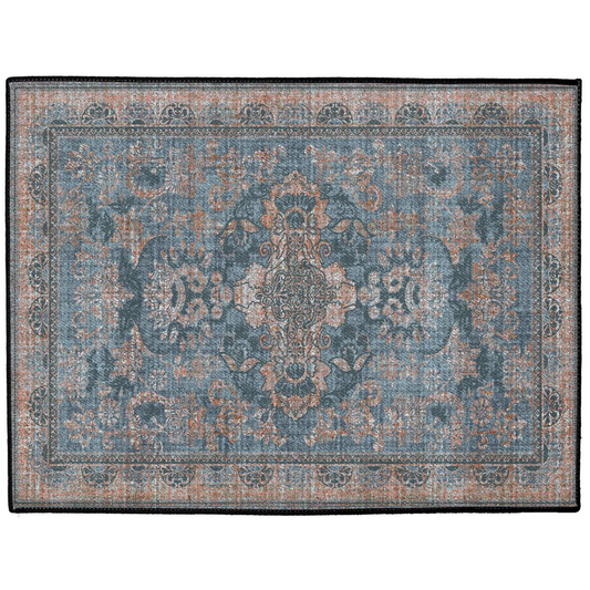 Persepolis Persian Indoor/Outdoor Floor Mat Antique Blue Rust