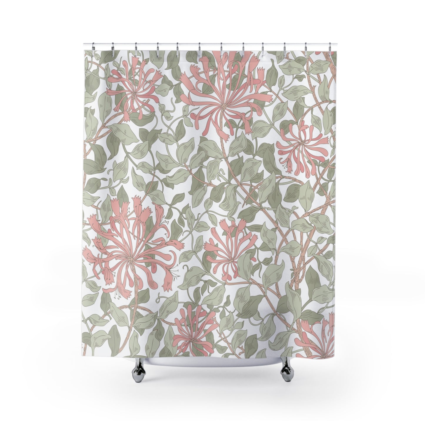 William Morris Honeysuckle Soft Pink & Green Shower Curtain