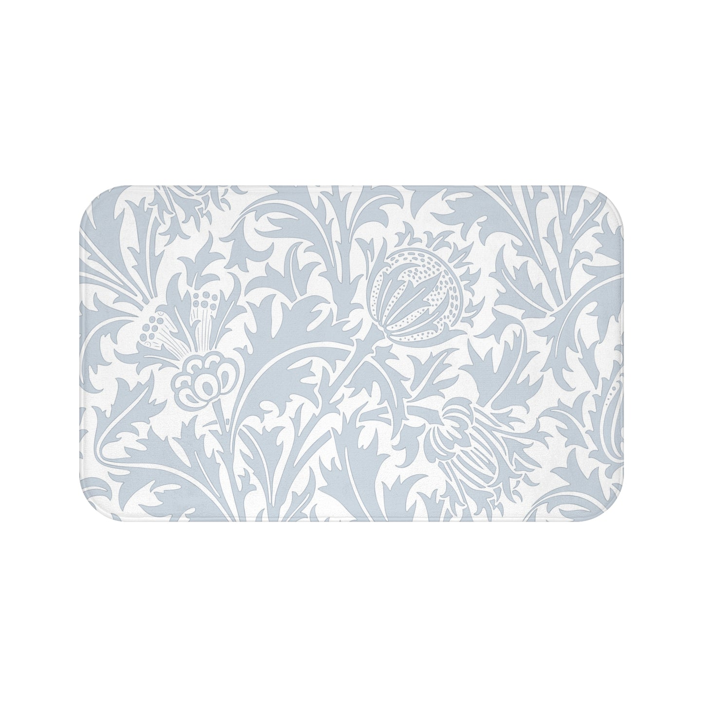 William Morris Bath Mat Thistle Silver Blue Gray