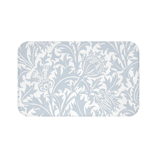 William Morris Bath Mat Thistle Silver Blue Gray