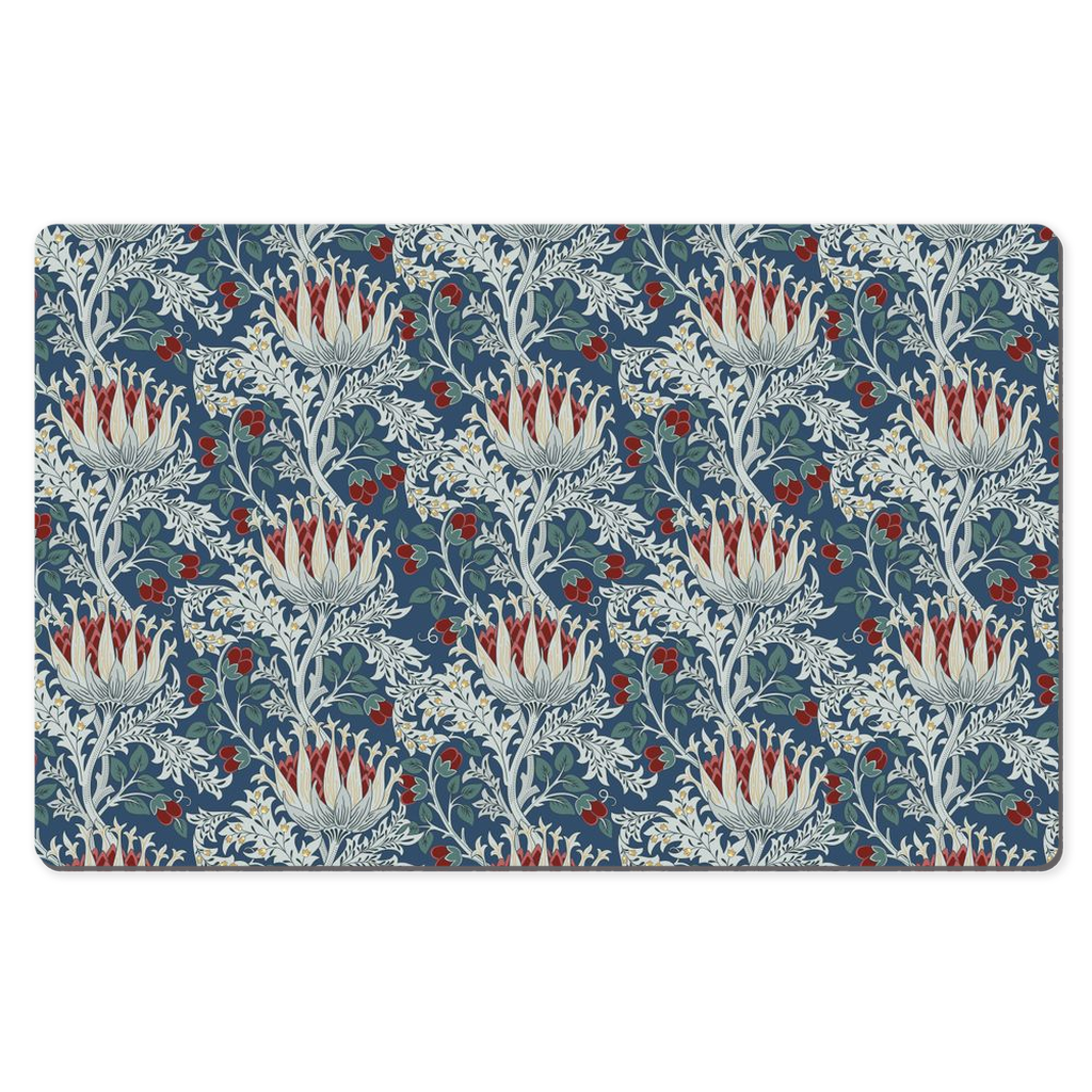 William Morris Desk Mat Thistle Blue Burgundy