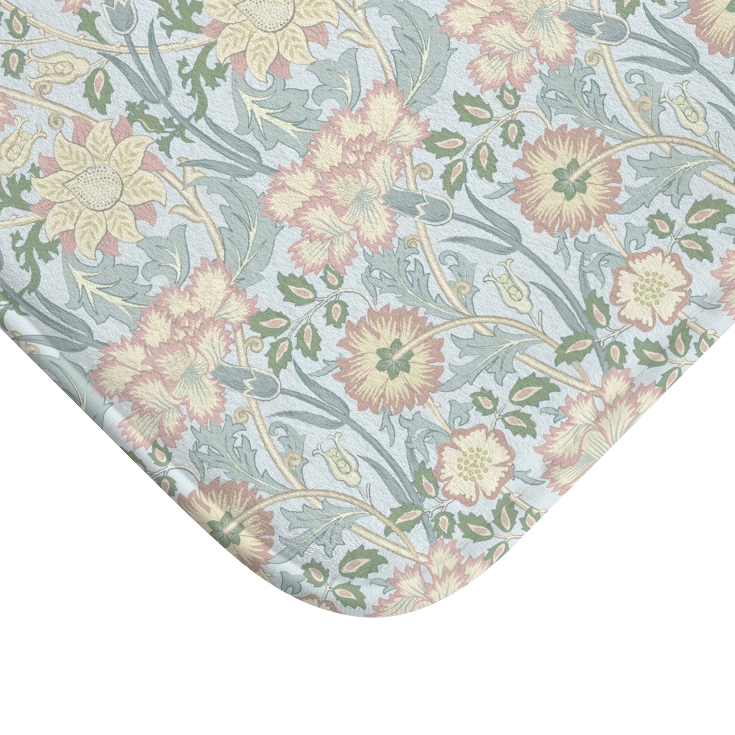 William Morris Bath Mat Pastel Blue Pink & Rose
