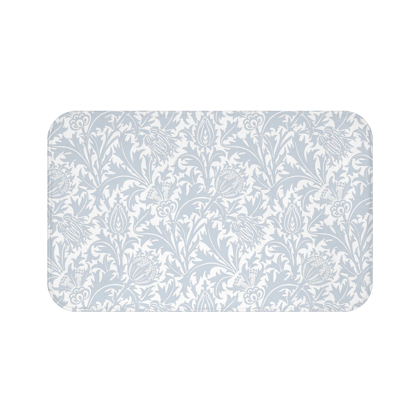 William Morris Bath Mat Thistle Silver Blue Gray