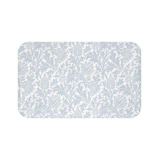 William Morris Bath Mat Thistle Silver Blue Gray