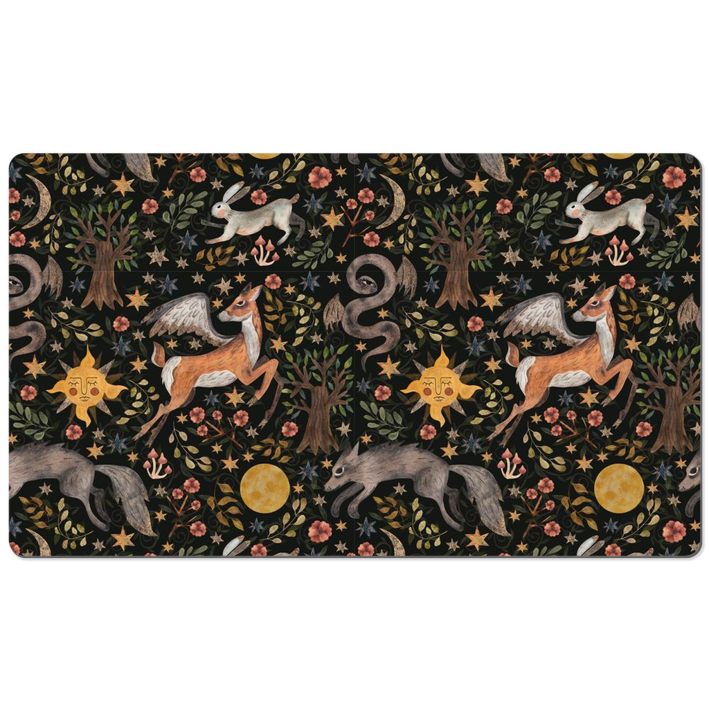 Magical Woodland Desk Mat Black Forest Botanical