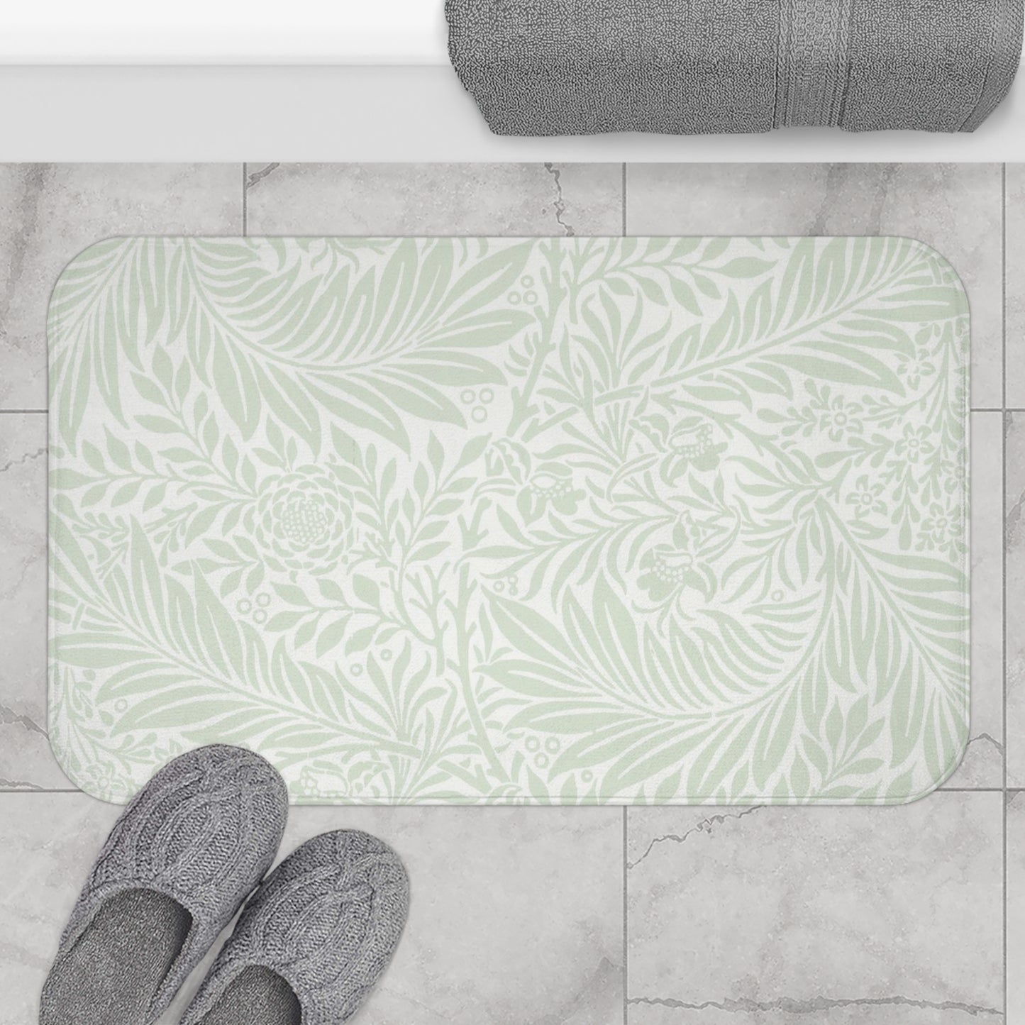William Morris Bath Mat Larkspur Mint Aqua