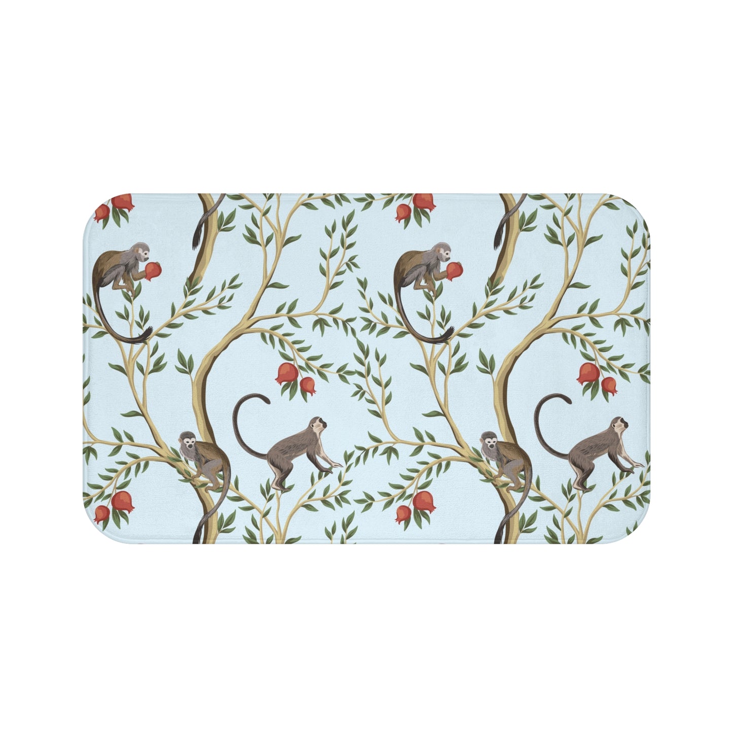 Chinoiserie Bath Mat Playful Pomegranate Monkeys