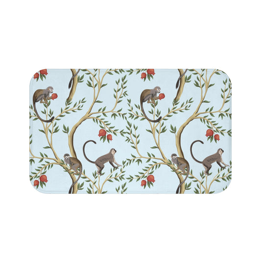 Chinoiserie Bath Mat Playful Pomegranate Monkeys