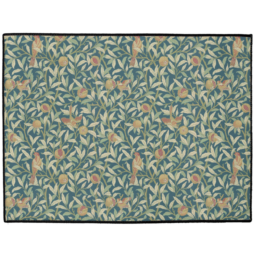 Bird & Pomegranate Indoor/Outdoor Floor Mat William Morris Blue Green