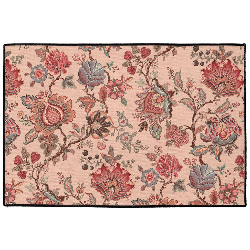 Malay Chintz Indoor/Outdoor Floor Mat Rose Red Floral