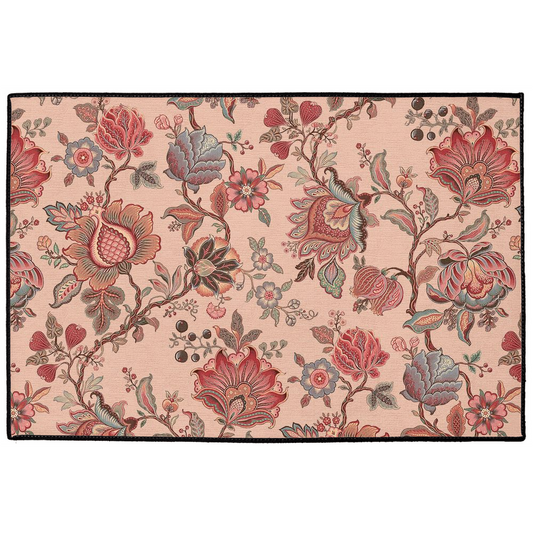 Malay Chintz Indoor/Outdoor Floor Mat Rose Red Floral