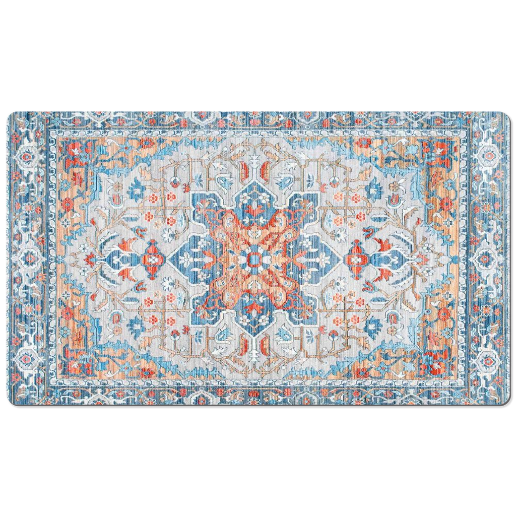 Tabriz Persian Desk Mat Powder Blue Terracotta