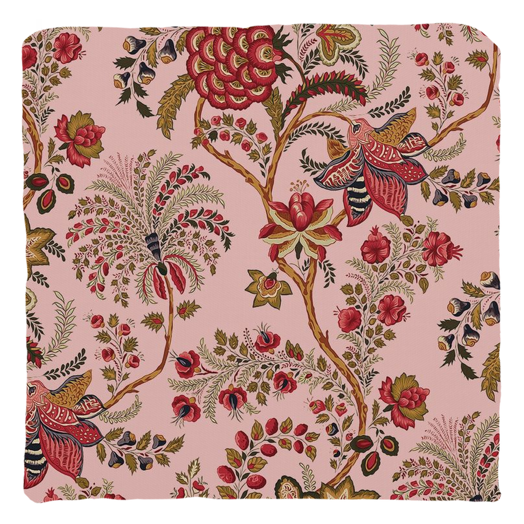Coromandel Chintz Cotton Pillows Pink & Red