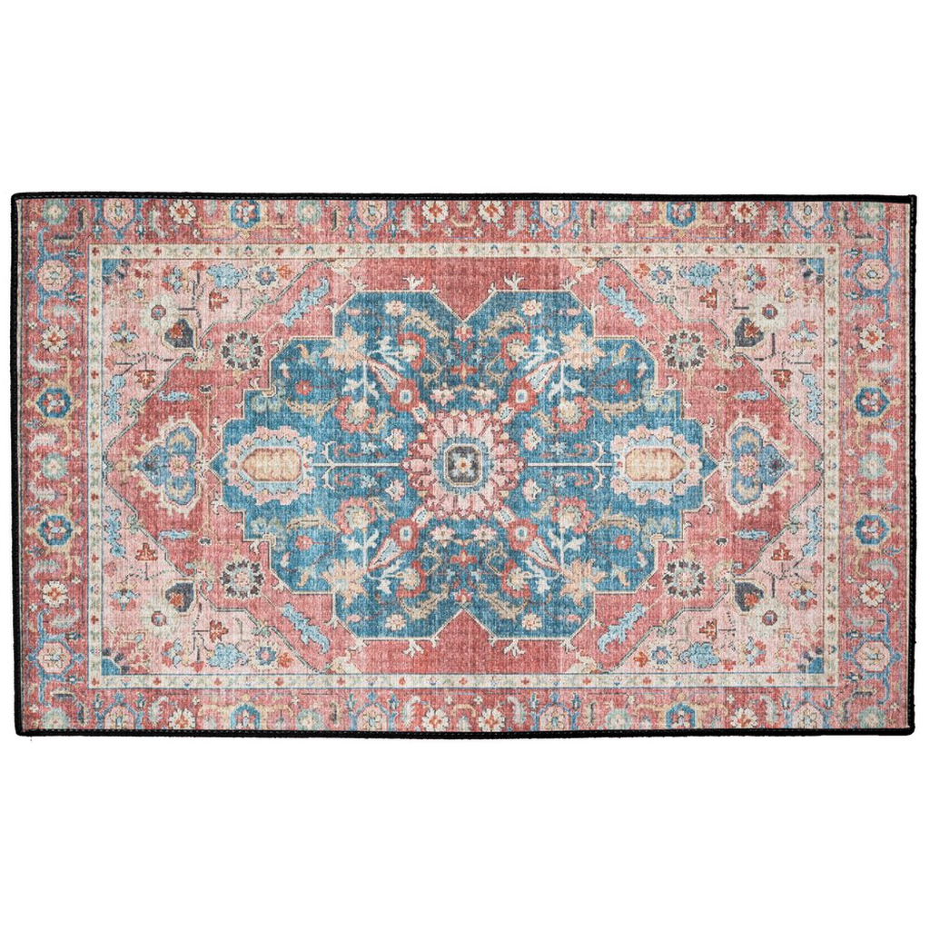 Arjan Persian Indoor/Outdoor Floor Mat Faded Red Blue