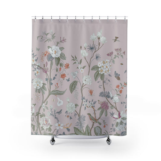 Chinoiserie Fresco Floral Light Rose Shower Curtain