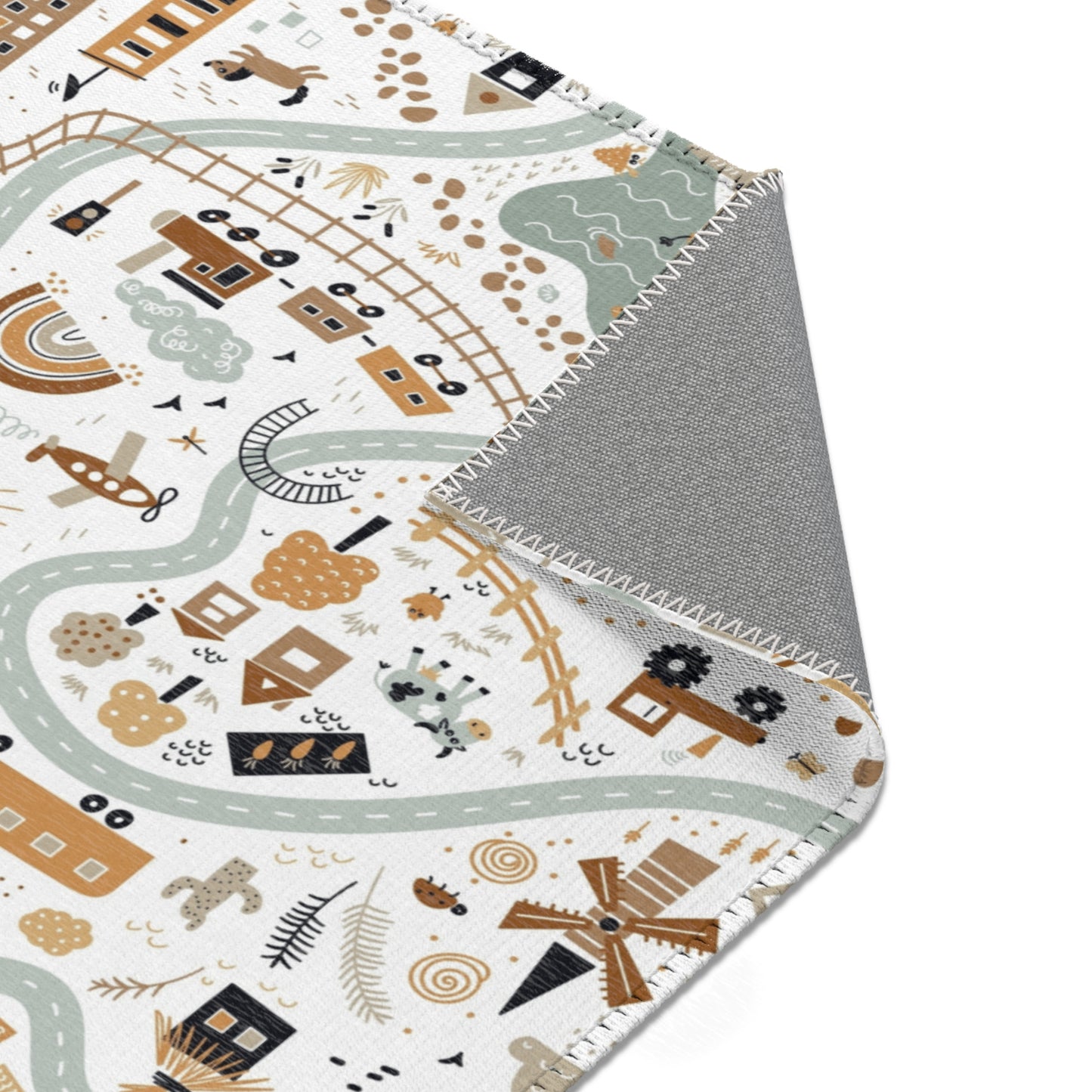 Magical Town Road Map Nursery Rug Play Mat