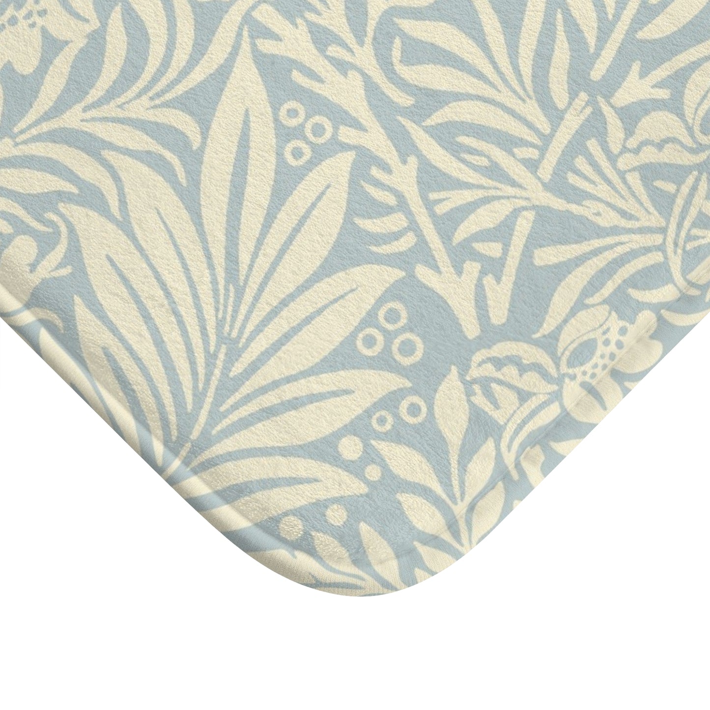 William Morris Bath Mat Larkspur Soft Blue Cream