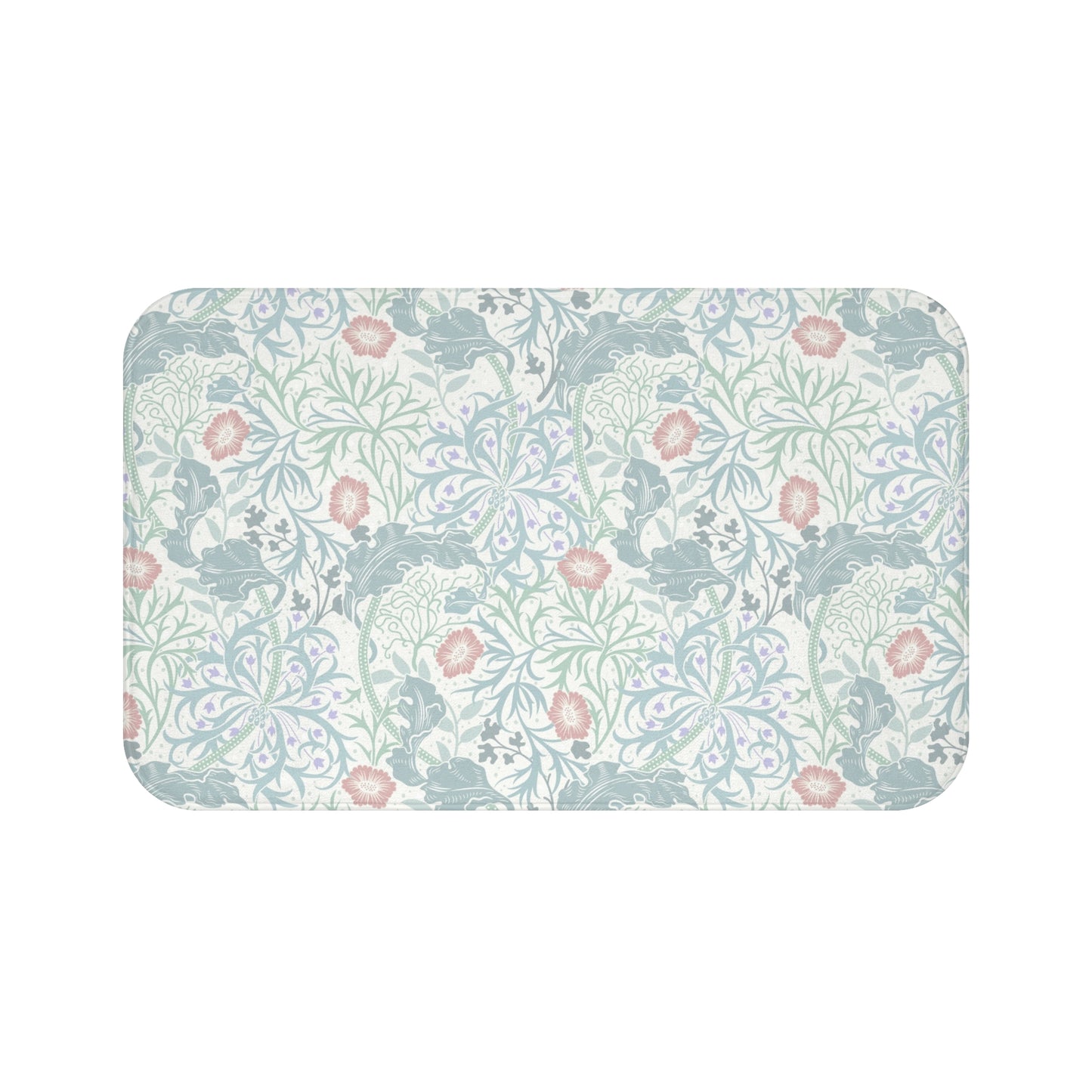 William Morris Bath Mat Seaweed Light Duckegg Blue Mint Peach