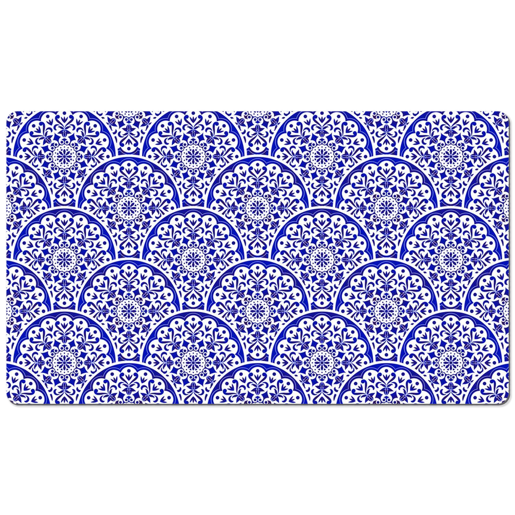 Mediterranean Desk Mat Blue White