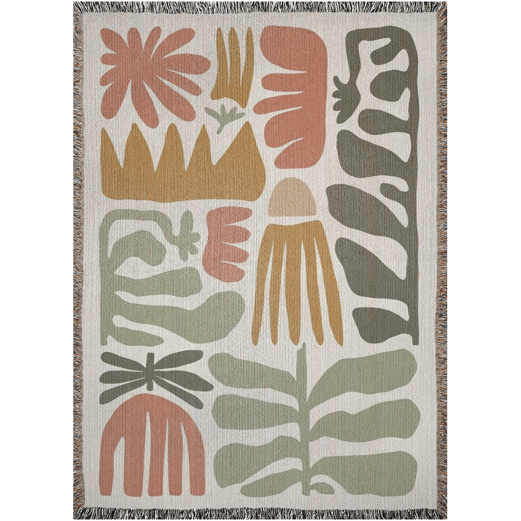 Matisse Floral Woven Blanket Sage Green Terracotta