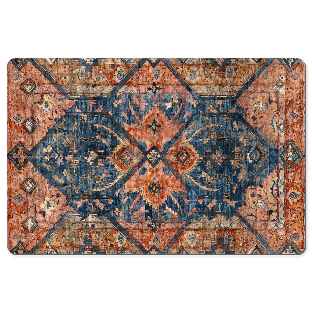 Khaju Persian Desk Mat Antique Blue Rust Red