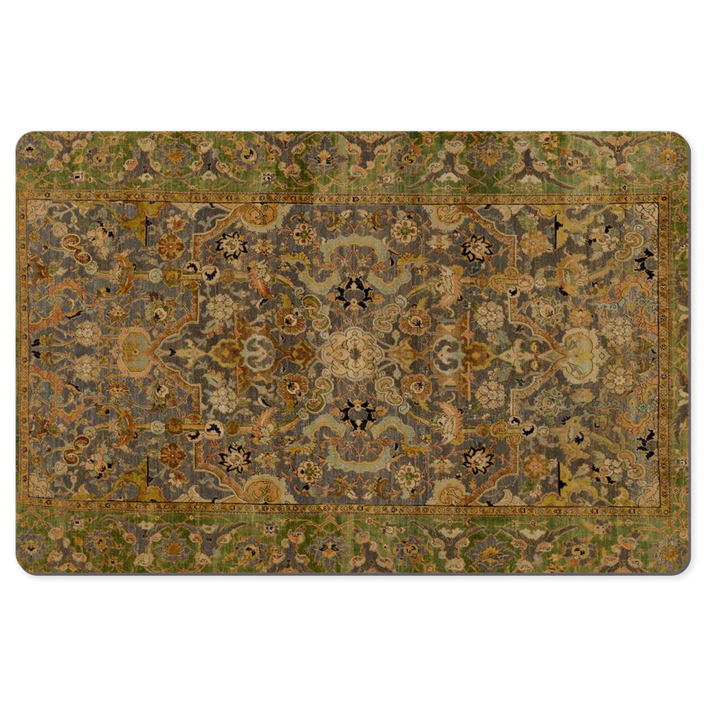 Kerman Persian Desk Mat Antique Gold Green