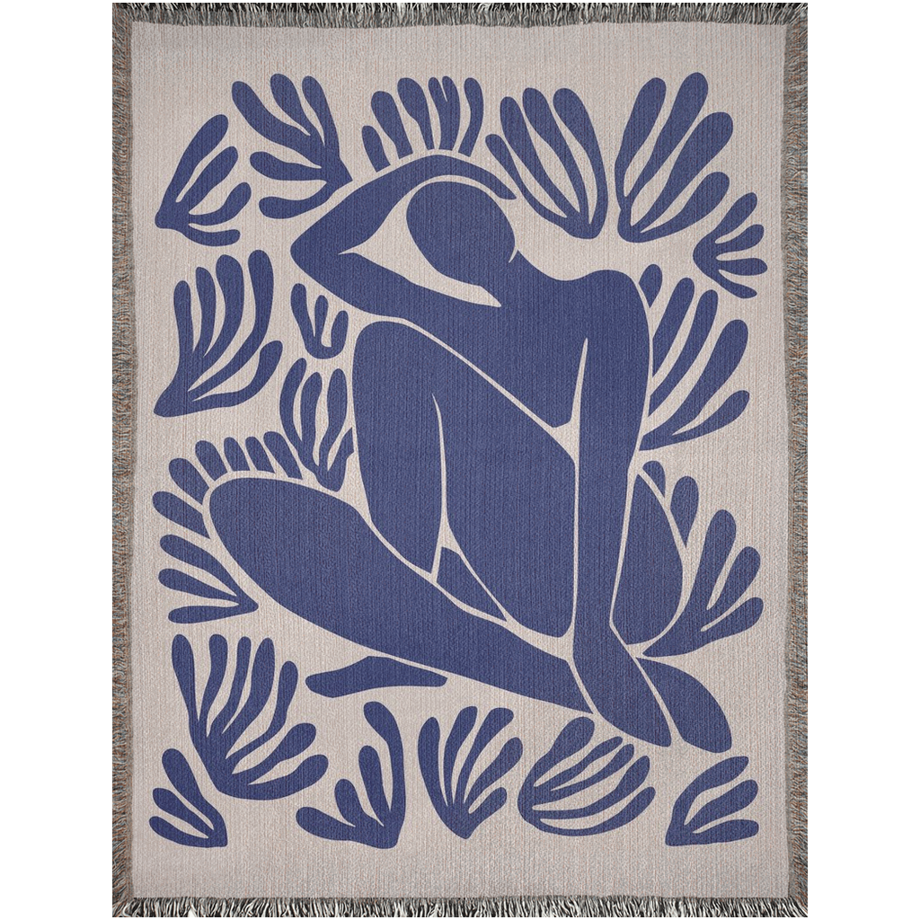 Matisse Abstract Blue Nude Woven Blanket Blue