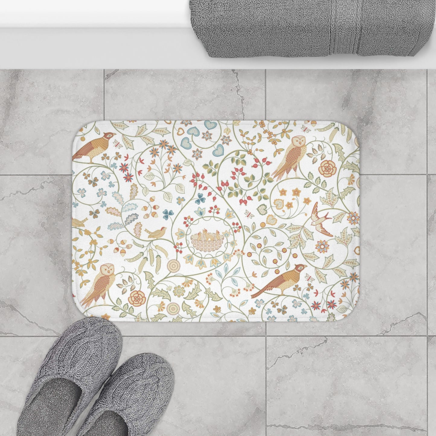William Morris Bath Mat Newill Owl