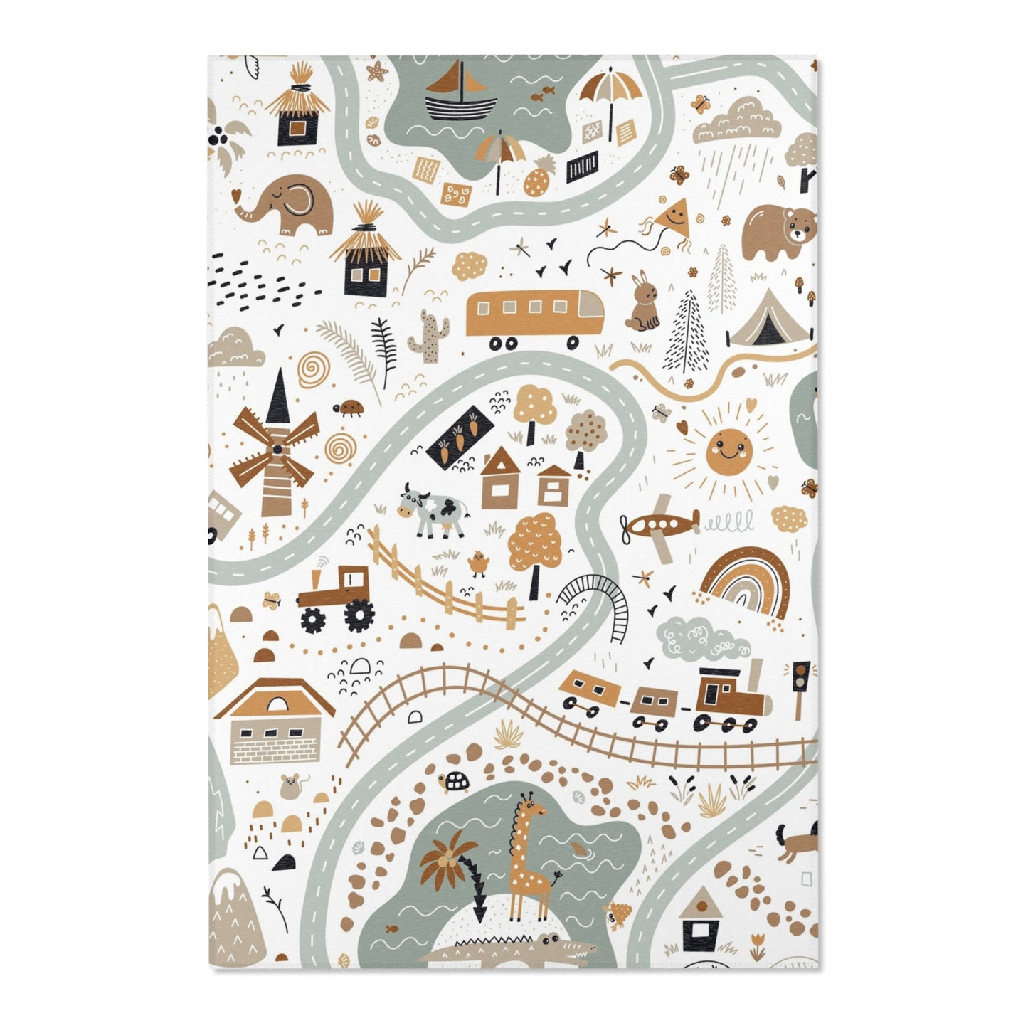 Magical Town Road Map Nursery Rug Play Mat