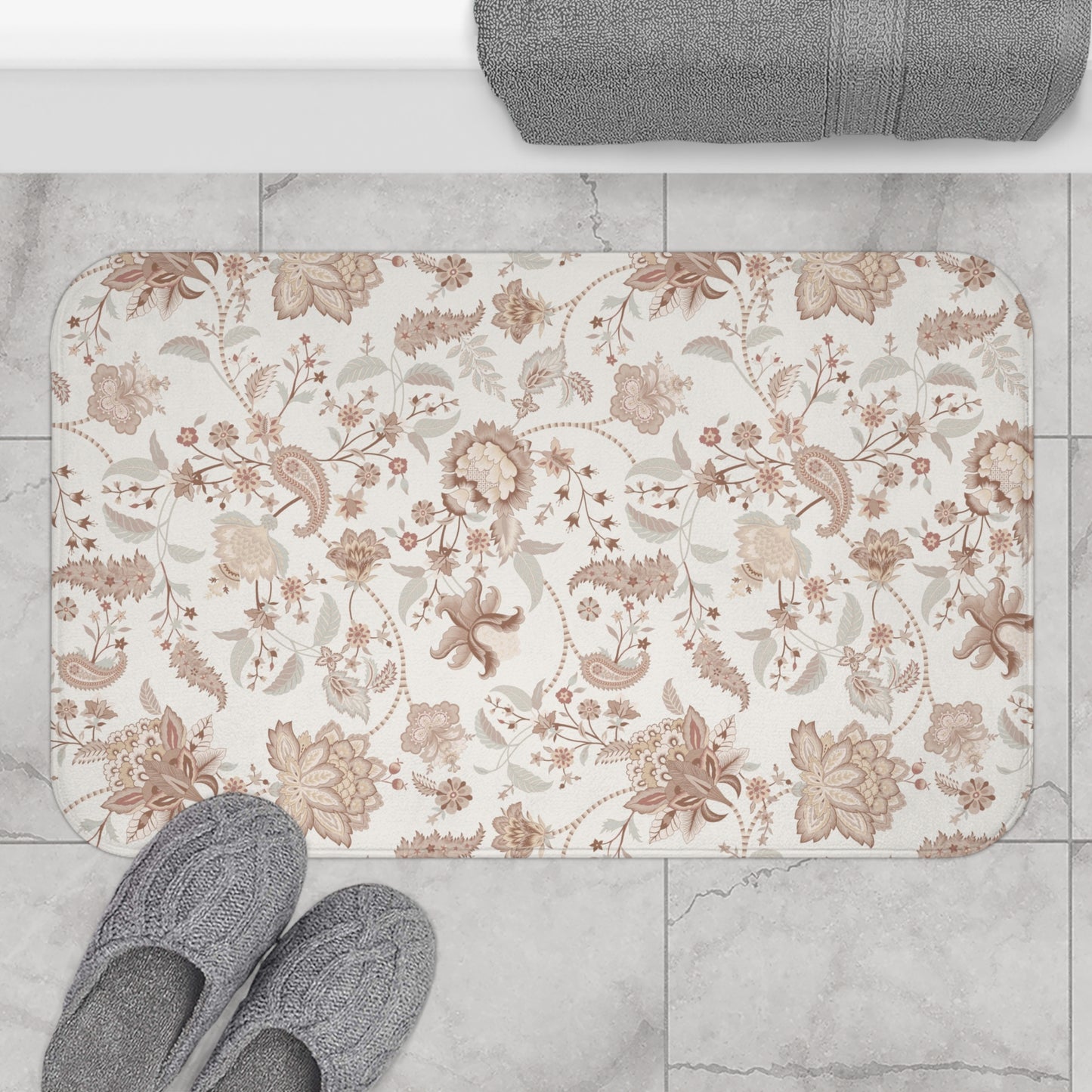 Belvedere Beige Chintz Bath Mat