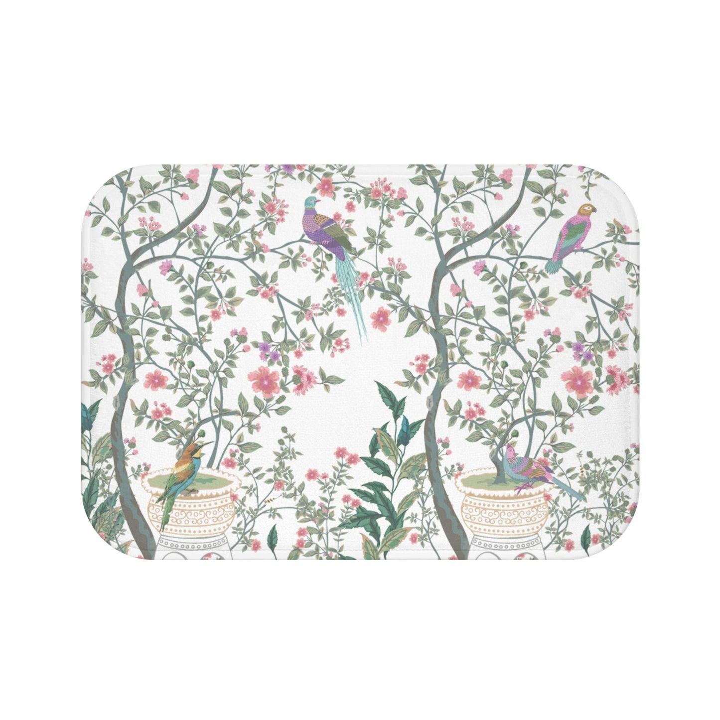 Chinoiserie Bath Mat White Fresco