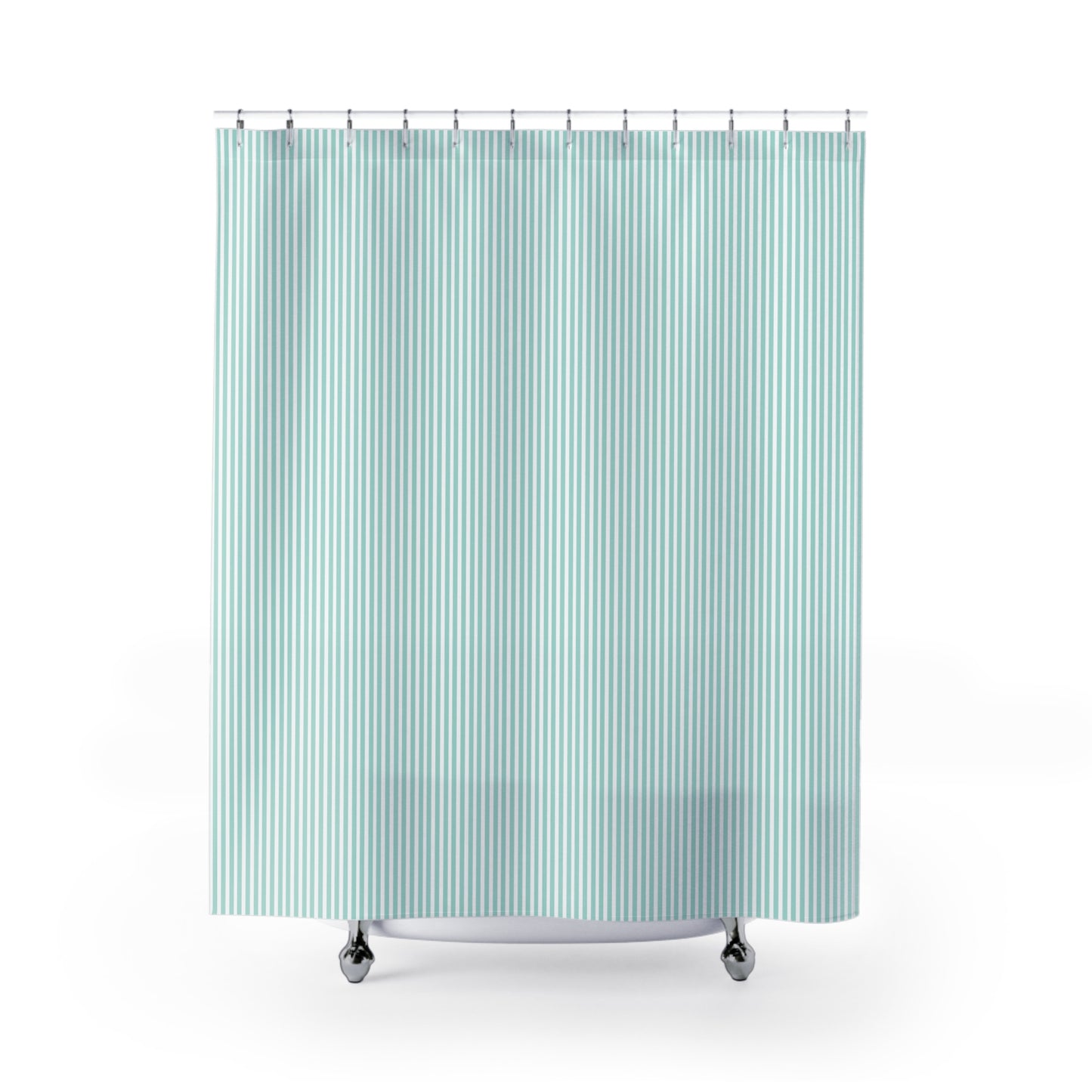 Seersucker Stripe Shower Curtain Aqua Mint & White